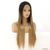 12~26インチロングシンセティックレースフロントウィッグシルキーストレートブラックTカラーPerruques de Cheveux Hampains Wig 19729-26