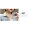 Women Streetwear Long Sleeve pocket Slim Denim Jacket Autumn Fashion Removable embroidered flowers Jean Coat BF Outerwear 210514