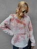 Isarose Femmes Fluffy Sweat à capuche Soft Coral Fleece Sweat-shirt d'hiver avec pull de poche Lady Tie-Dye Tie Dye Tops à capuche 210422