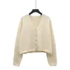 H.SA Fall Fashion Sweater e V Neck Single Breasted Knit Curta Curtícola Cardíguas Cardigas Knitwear Tops 210417