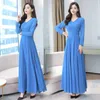 Herfst Winter Vintage Chiffon Boho Midi Jurk 2021 4XL Plus Size Sexy Casual Maxi Jurken Dames Party Lange Mouw Zwart Vestidos Y0726