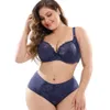 Sexy Set Floral Lace Women Bra Set Plus Size Female Lingeries Full Cup Unlined Bra and Panty Set Ultra Thin Panty 6 Colors C D DD E F L2304