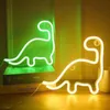 Night Light Neon Dinosaur LED for Birthday Wedding Party Bedroom Wall Hanging Kids Room Home Xmas Decor Lamps