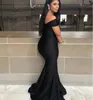 Black Mermaid Bridesmaid Dresses 2022 Elegant Off Shoulder Backless Long Maid of Honor Wedding Guest Evening Prom Gowns Plus Size