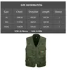 Hommes gilet armée vert et noir couleur gilet multi-poches voyage ou vêtements de travail Durable grande taille 210923