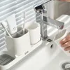 Toothbrush Holder Storage Shelf Desktop 2 Tooth Cup Organizer For Bathroom To Store Household Items 210423