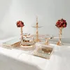 Annan Bakeware Gold Cake Stand Set av 3 st-11 st runda spegel topp dessert cupcake194t