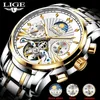 Montre Homme LIGE Moda Relojes para hombre Top Brand Luxury Automático Reloj mecánico Hombres Reloj esqueleto impermeable 210527