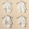 Blusa para niñas Ropa de primavera para niños Conejo de dibujos animados Tops de manga larga Blusas blancas para 8 a 12 años Camisa para niñas adolescentes 210331