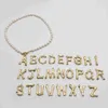 Hochwertige Perlenkette Alphabet A-Z Initiale Perlenhalsband Schnalle Goldfarbener Anhänger Frhwater Perlenschmuck