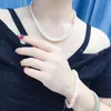 Earrings & Necklace HABITOO Stunning Natural 7-8mm Multicolor Baroque Freshwater Pearl Gradient Design Bracelet Set Jewelry Lobster Clasp