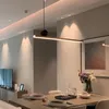 Nordic Pure Copper Led Chandelier Lampor Modern Design Long Strip Vardagsrum Middag Hotell Hall Ljusarmaturer