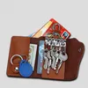 Läder man nyckel plånböcker kort fyrkantig cowhide ID-korthållare Zipper multi-funktion bil nyckel kedja plånbok hushållerska partihandel lpresbyteria anpassade tillbehör