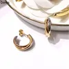 Donia jewelry luxury stud European and American fashion three-circle titanium steel three-color creative designer earrings gift