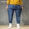 Marka Luźne Dorywcze Dżasy Plus Size 5XL 6XL 7XL Elastyczność Moda Duża Kieszonkowa Streetwear Hip Hop Denim Harem Spodnie Mężczyzna 211108