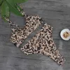 Sexig badkläder hög midja baddräkt brasiliansk Biquini leopard print bikini set ring baddräkt sommar 2 stycke kvinnor 210625