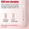 5 Modes Electric Toothbrush Mute Soft Sonic USB Rechargeable Waterproof Tooth Cleaner With 4 Brushes - white & pink