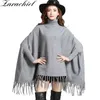 Tassel Dzianiny sweter Kobiety Cashmere Pullover Casual Loose Długi Szal Cape Cloak Rękaw Zimowy Pull Femme Jumper Płaszcz 210416