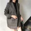 Colorfaith Winter Spring Women's Blazers Plaid Double Breasted Pockets Formal Jackets Checkered Outerwear Tops JK7113 211006