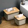 Europese-stijl servet houder dekking transparante tissue box houten deksel toiletpapier container woondecoratie 210423
