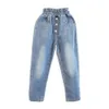 Calça jeans para meninas novas meninas jeans calças de cintura alta calças para crianças outono casual crianças jeans roupas 6 8 10 12 14 210331