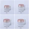 Frascos de armazenamento frascos de creme de vidro fosco transparente recipiente cosmético 5g 10g 15g 20g 30g 50g 60g 100g tampa de ouro rosa pote vazio re318f