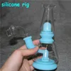 hookahs Glow in the dark beaker design silicon smoking water pipes silicone hookah unbreakable filter glass bong dab rig