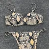 Sexe Snake Skin Bikinis 2021 MUJER ANIMAL IMPRESSION DU MAISON BRÉSILIENN PUSH UP UP BIKINI Set Swimwear Women Sunmmer Beach Biquini Women's