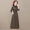 Casual Dresses Floral Print Plus Size Women Dress Fall Thin Vintage Long Sleeve Shirt Office Lady Midi A-Line Vestidos