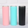 20oz Stainless Steel Straight Tumblers with Plastic Lid Blank DIY Water Bottles Vacuum Thermal Insulated Car Cups Mugs Office and Travelling