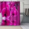 Ankomst orkidéduschgardiner diy badrum gardin tyg tvättbar polyester för badkar konstdekor dropp 210402