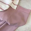 Pantalones de dos piezas para mujer Primavera Verano Rayas de manga corta de punto Coreano 2 Set Mujeres Patchwork O Cuello Tops y pantalón Trajes Pink Casual Track