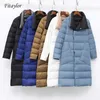 FuitAylor Plus Size Women Double Sided Down Long Jacket White Duck Coat Winter Breasted Warm Parkas Snow Outwear 211011