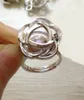 Cluster ringar {Ring bur} 18kgp rhodium pläterad härlig söt rosa ring kan öppna DIY pärla / kristall / pärla pärla bur passar 2st / lot