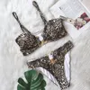 Maillot de bain sexy, bikini, couleur pure, avec poitrine, taille haute, accessoires métalliques, pour femme, en stock, 2021