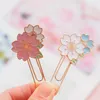 Bookmark 2 stks Cherry Blossoms Paper Clip Promotionele Geschenken Kawaii Briefpapier Metalen Sukura Boek Marker School Office Supply