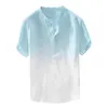 Męskie koszule letnie 3d drukowane fajne i cienkie oddychające kołnierz wiszące farbowaną gradientową bawełnianą koszulę ropa de hombre mężczyzn
