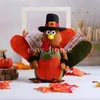 Party Supplies Fylld Turkiet Plush Thanksgiving Turkiet Tabletop Dekorationer Pumpa Kalkoner Par docka smycken för heminredning