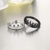 Anneaux de mariage couronne Couple hommes femmes mode noir argent couleur bague de fiançailles ensemble de bijoux de mariée cadeaux d'amant