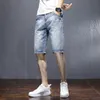 Herr jeans sommar denim shorts män koreansk stil smal fempunkt byxor trend beskuren casual rippad stor storlek36 mäns