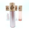 Storage Bottles Jars Rose Quartz Roller Bottle Pink Glass Essential Oil Natural Bamboo Lid Pattern Crystal Gemstone 10pcs7800056