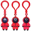 Party Favor Game PVC Keychians Anime Round Six Men In Red Icon Kawaii Cartoon Dolls Keyrings Xmas New Year Gifts