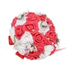 Bouquet De mariée artificiel rose, fleurs De mariage, poignée en ruban, romantique, 6 couleurs, W5581