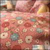 Sängkläder sätter leveranser hem textilier trädgård netto röd romantisk liten trasig blomma amerikansk stil 4-del student quilt set 3-bit singel vara