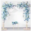 Artificial flower row blue white wedding arch background party props stage decor window el floral wall 2107061247601