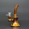 Metálico cor tingido de vidro bong plataa de água tubos de água tubos de água de 6 polegadas de petróleo inimigo chuveiro perc recycler bolha 14mm macho tigela