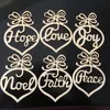 Kreativer Frieden Liebe Weihnachtsdekorationen Holzverzier Xmas Baumhänge Tags Anhängerdekor 6pcs viel