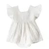 Sommer süßer lässiger Baumwollstrampler einteiliger Kinder mit fliegenden Ärmeln Jumpsuit Baby Kleidung 210417
