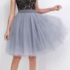 Saias azuis buffy tulle para dama de honra womens hepburn estilo cintura alta tutu casual flared plissado saia curta vintage