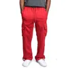 Män Cargo Jogger Byxor Höst Hip Hop Street Wear Loose Byxor Multi Pocket Solid Färg Overaller Gym Sportkläder H1223